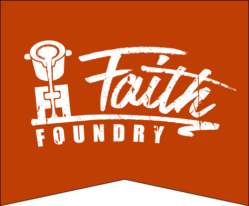 dark orange banner with Faith Foundry logo